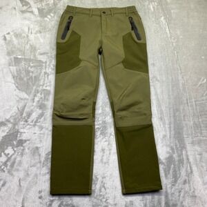 WULFUL Kids Outdoor Pants Size 10-12 Olive Green Fleece Lined Zip Pockets